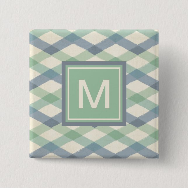 Pastellfärgat geometriskt mönster för Monogram | Knapp (Framsida)