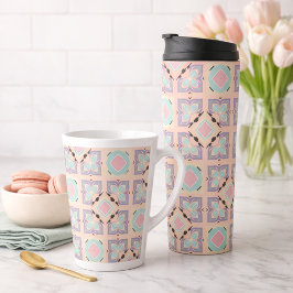 Pastellfärgat geometriskt plattsmönster | Rosa Min