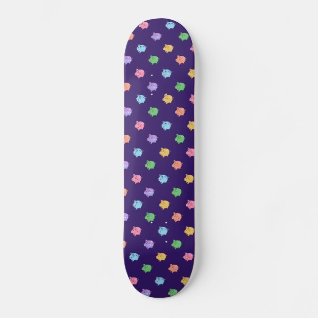 Pastellfärgat grismönster skateboard bräda 21,5 cm (Framsida)