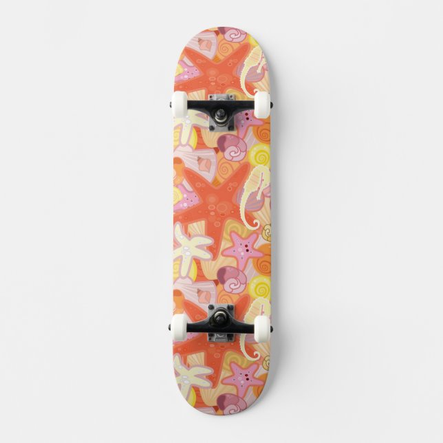 Pastellfärgat havsvarelsemönster old school skateboard bräda 18 cm (Framsida)