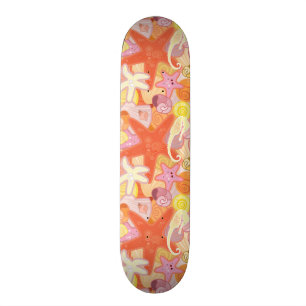Pastellfärgat havsvarelsemönster old school skateboard bräda 18 cm