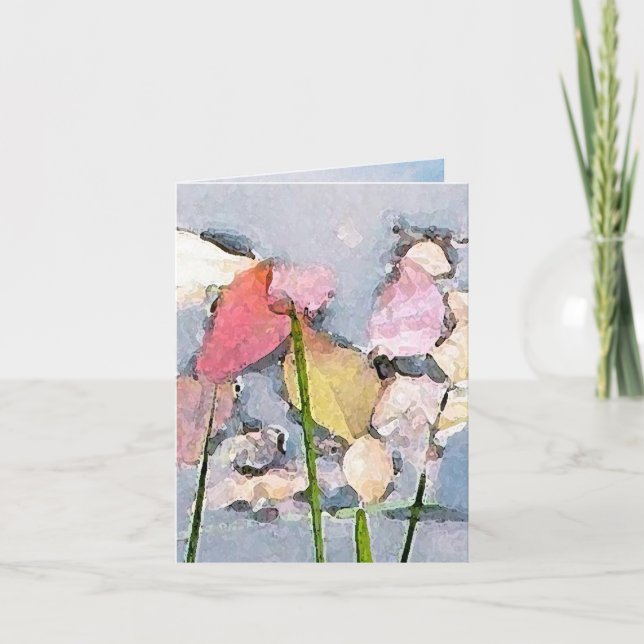 Pastellfärgat intrycktack tack kort (Framsida)