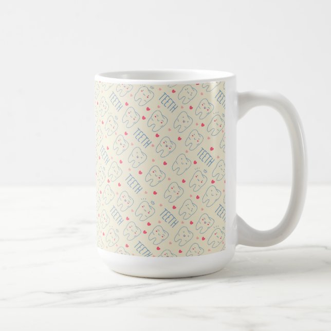 Pastellfärgat lyckligt tandmönster kaffemugg (Höger)