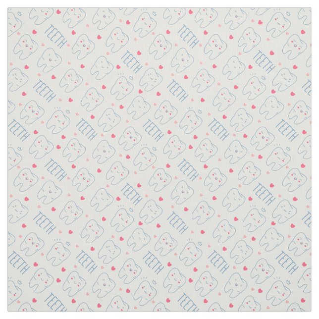 Pastellfärgat lyckligt tandmönster tyg (Provkarta)