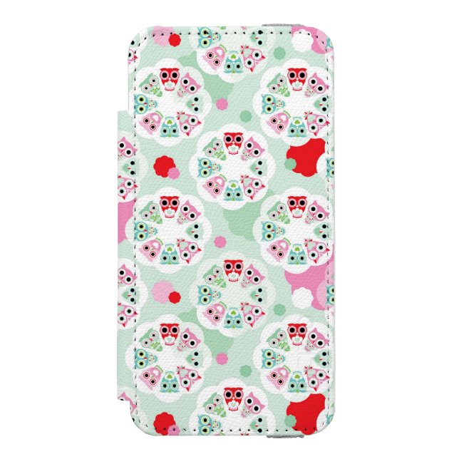 pastellfärgat mönster för blommaugglabakgrund incipio iPhone wallet skal (Folio Framsidan)