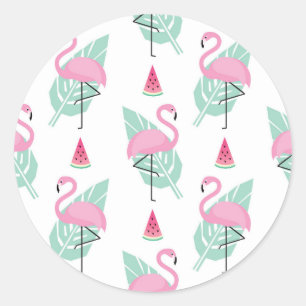 Pastellfärgat mönster för Flamingo & för Runt Klistermärke