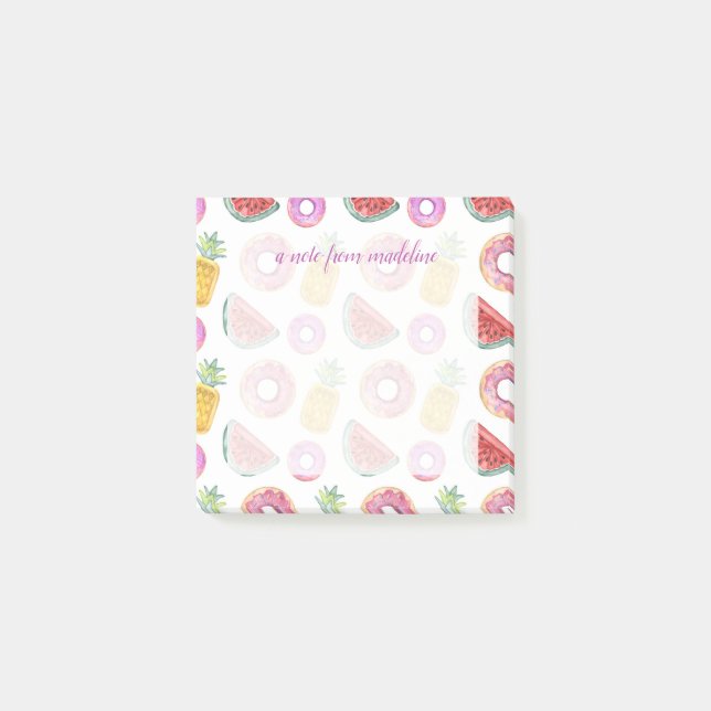 Pastellfärgat mönster för vattenfärgbassängflöte post-it block (Framsida)