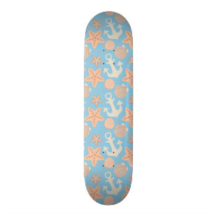 Pastellfärgat nautiskt mönster mini skateboard bräda 18,5 cm