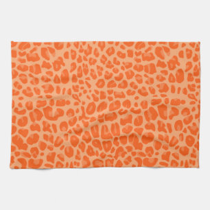 Pastellfärgat orange leopardtryckmönster kökshandduk