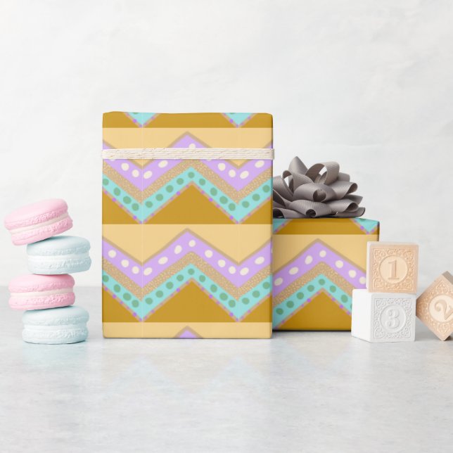 Pastellfärgat påsk zig zag mönster inslagningspapp presentpapper (Baby Shower)