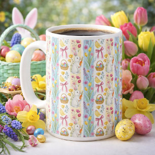 Pastellfärgat påskrandigt mönster kaffemugg