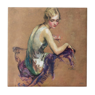 Pastellfärgat porträtt kakelplatta