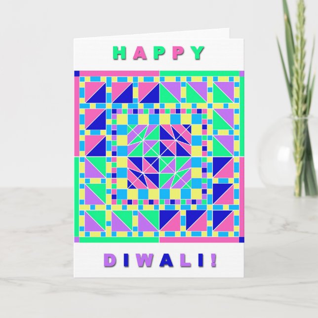 Pastellfärgat Rangoli Diwali kort (Framsida)