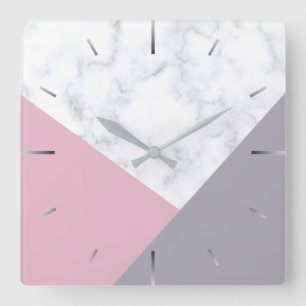 pastellfärgat rosa purpurfärgat geometriskt för fyrkantig klocka