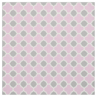 Pastellfärgat rosa vitgråttQuatrefoil mönster Tyg