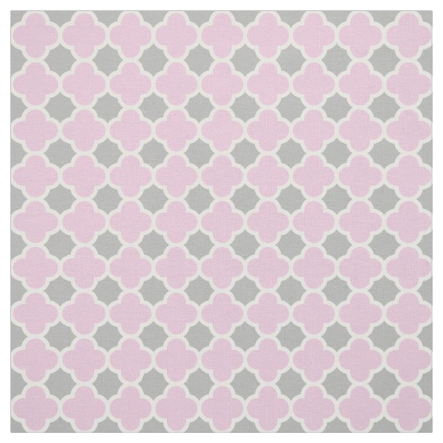 Pastellfärgat rosa vitgråttQuatrefoil mönster Tyg (Provkarta)