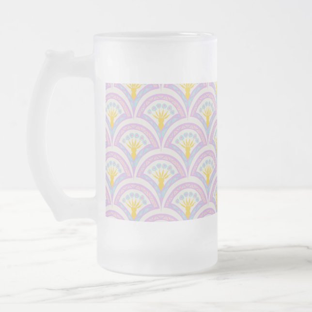 Pastellfärgat skal mönster frostat ölglas (Vänster)