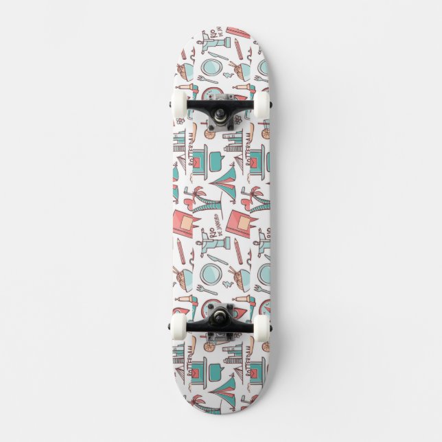 Pastellfärgat turist- mönster skateboard bräda 21,5 cm (Framsida)