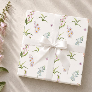 Pastellfärgat vildblommabotaniskt inpackningspappe presentpapper