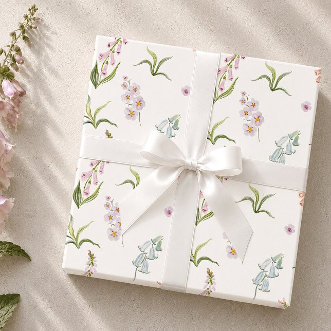 Pastellfärgat vildblommabotaniskt inpackningspappe presentpapper (Skapare uppladdad)