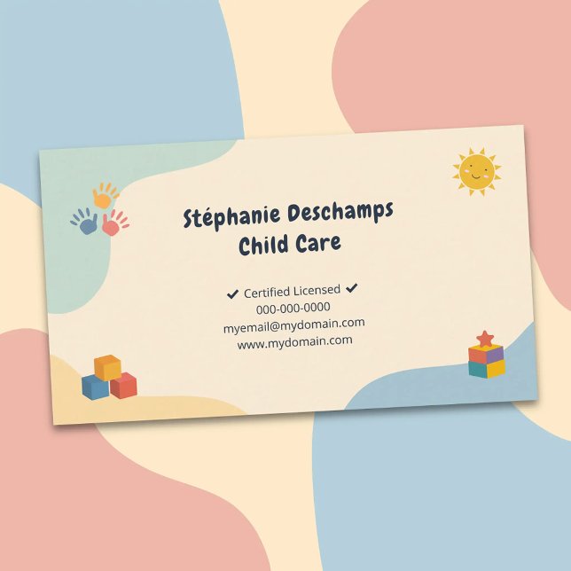 Pastellfärger - Barnomsorg Visitkort (Pastel Colors - Child Care Business Card)