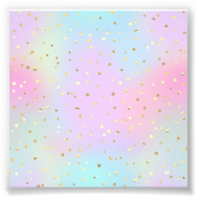 Pastellfärger Blå Rosa Lila Små Ljus Gyllene Fototryck (Framsidan)
