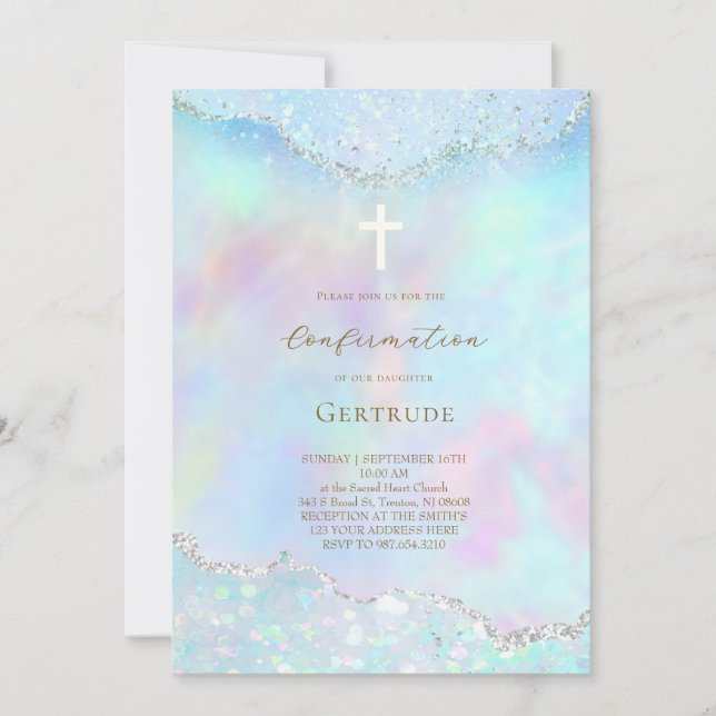 pastellfärger falskt glitter bekräftelse inbjudningar (Framsida)