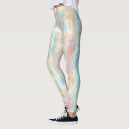 Pastellfärger skimrande iriserande randigt mönster leggings