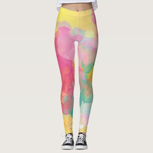 Pastellfärgerna Watercolor Leggings (Framsida)