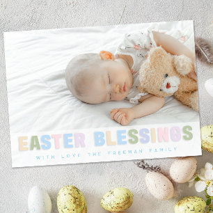 Pastellfotokort för Påsk Blessings - Anpassningsba Anteckningskort