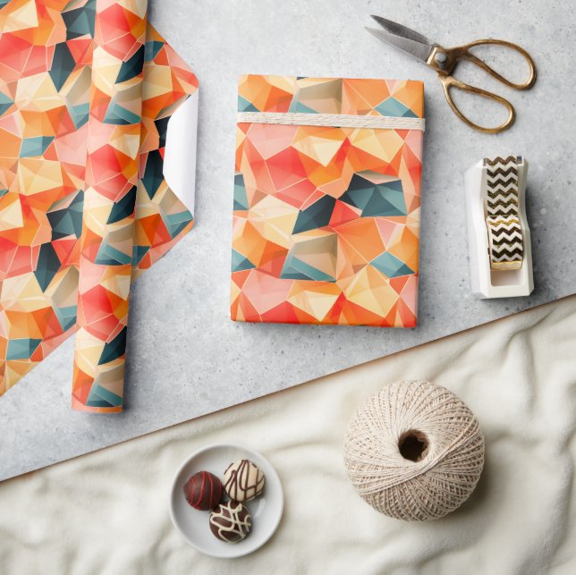 Pastellgeometrisk Pop | Fiesta Presentpapper Rulle (Hantverk)