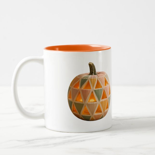Pastellgeometrisk pumpamugg Två-Tonad mugg (Vänster)
