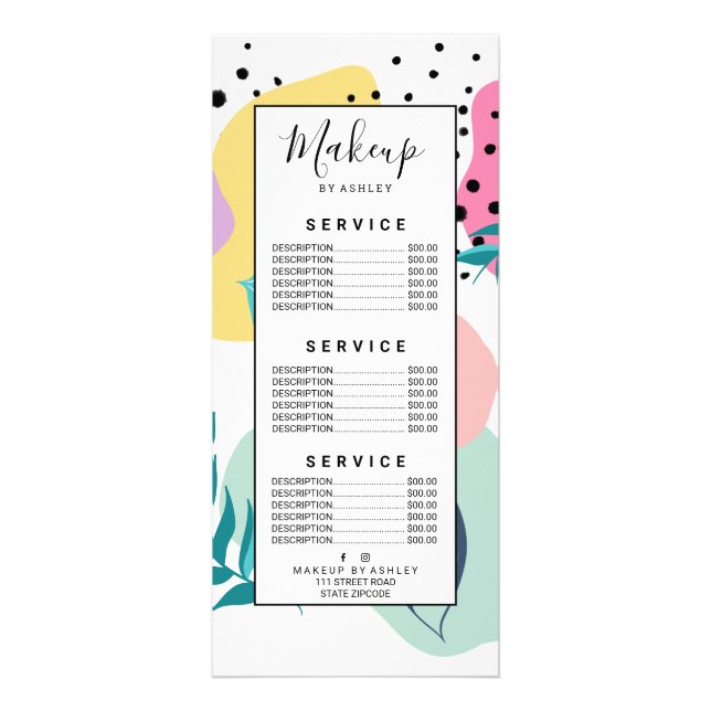 Pastellgeometriska former tropiska löv mönster reklamkort (Framsidan)