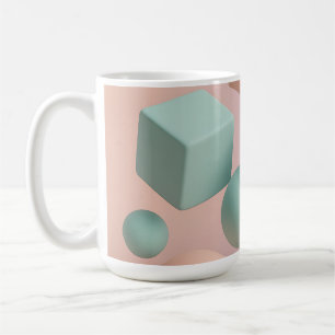 Pastellgeometriska sfärer kuber kaffemugg