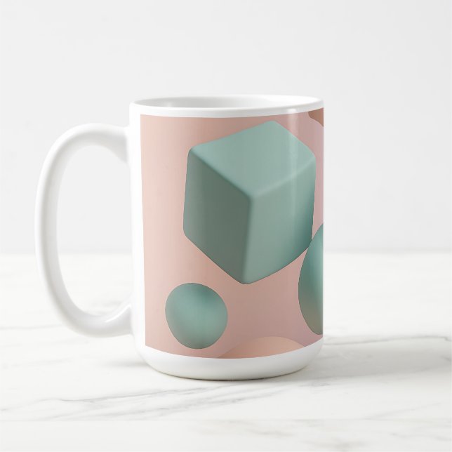 Pastellgeometriska sfärer kuber kaffemugg (Vänster)