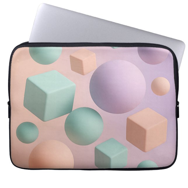 Pastellgeometriska sfärer kuber laptop fodral (Framsidan)