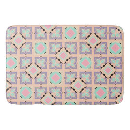 Pastellgeometriskt kakelmönster | Rosa Mint Lila Badrumsmatta