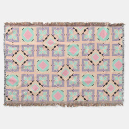 Pastellgeometriskt kakelmönster | Rosa Mint Lila Filt