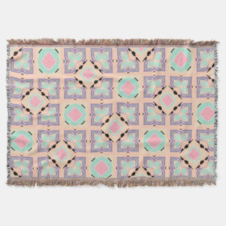 Pastellgeometriskt kakelmönster | Rosa Mint Lila Filt