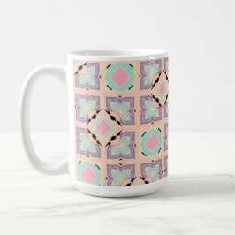 Pastellgeometriskt kakelmönster | Rosa Mint Lila Kaffemugg