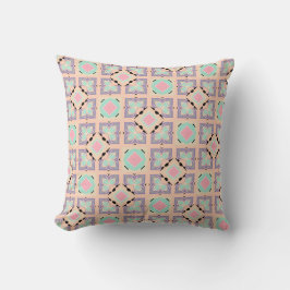 Pastellgeometriskt kakelmönster | Rosa Mint Lila Kudde