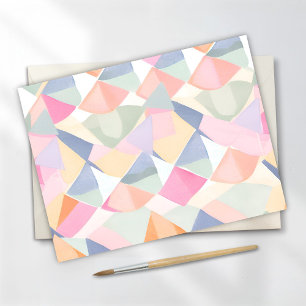 Pastellgeometriskt mönster Färgrik akvarell Vykort