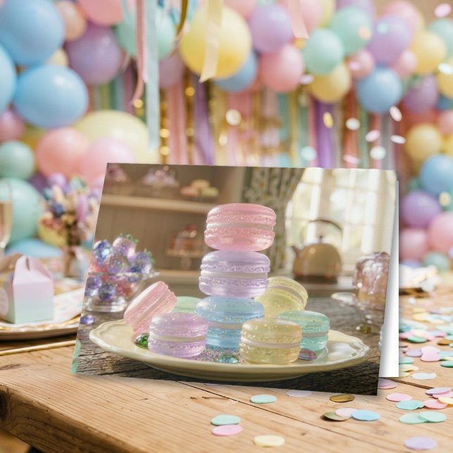 Pastellglas Macaron-kakor | Grattis på födelsedage Kort (Skapare uppladdad)