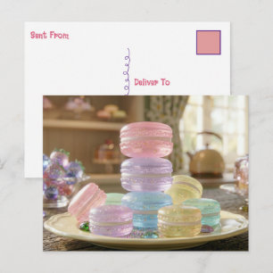 Pastellglas Macaron-kakor Hålla kontakten Vykort