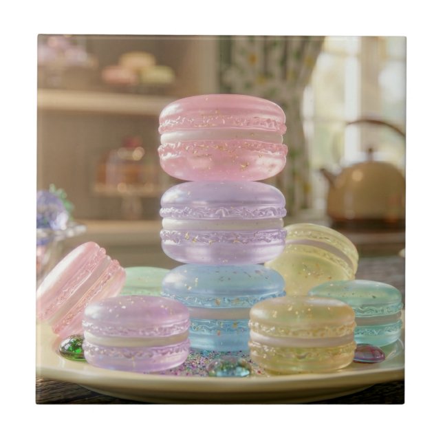 Pastellglas Macaron-kakor   Kakelplatta (Framsidan)