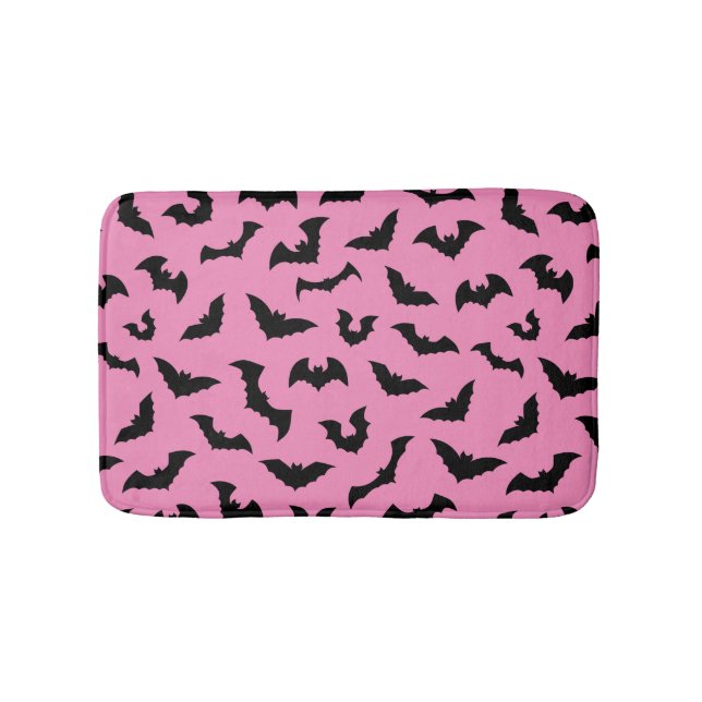 Pastellgotyp rosa fladdermöss mönster halloween badrumsmatta (Framsidan)