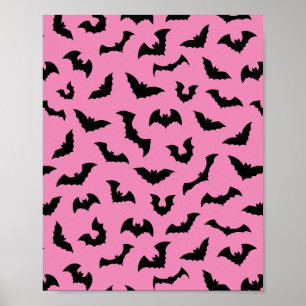 Pastellgotyp rosa fladdermöss mönster halloween poster