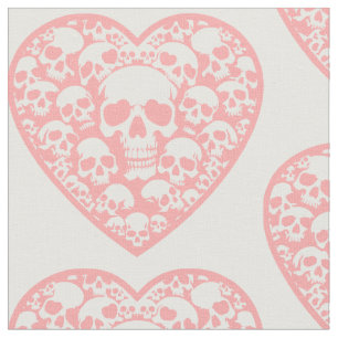 Pastellgotyp valentines rosa hjärtskalle tyg