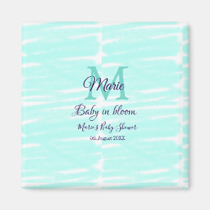 Pastellgrön baby i blomning monogram baby shower t magnet