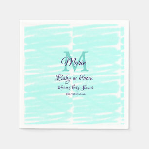 Pastellgrön baby in bloom monogram babyshow te pappersservett